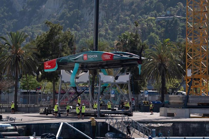 Vistas durante un recorrido en barca 'golondrina', a 23 de julio de 2024, en Barcelona, Catalunya (España). Durante el recorrido, se ha visto la transformación del Puerto de Barcelona y las bases de los equipos de la Copa América de Vela.