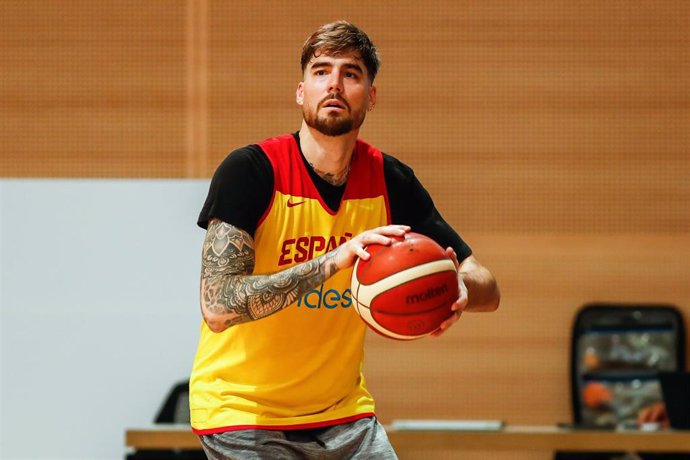 Juancho Hernangomez of Spain, in action during the last training session of the Spanish Men's National Team before traveling to Alicante at Ciudad Deportiva Real Madrid on Jun 27, 2024, in Madrid, Spain.