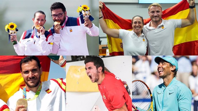 Los campeones olímpicos Fátima Gálvez y Alberto Fernández (Tiro); Támara Echegoyen (Vela), Marcus Cooper, Saúl Craviotto (Piragüismo), Alberto Ginés (Escalada) y Rafa Nadal (Tenis).