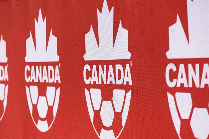 23 July 2024, Canada, Hamilton: Soccer Canada logo is displayed on the sideline at Tim Hortons Field. New Zealand has lodged a complaint with the International Olympic Committee (IOC) integrity unit after a drone belonging to a staff member of the Canad