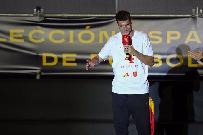 Alvaro Morata durante la celebración en Cibeles de la Eurocopa de Alemania