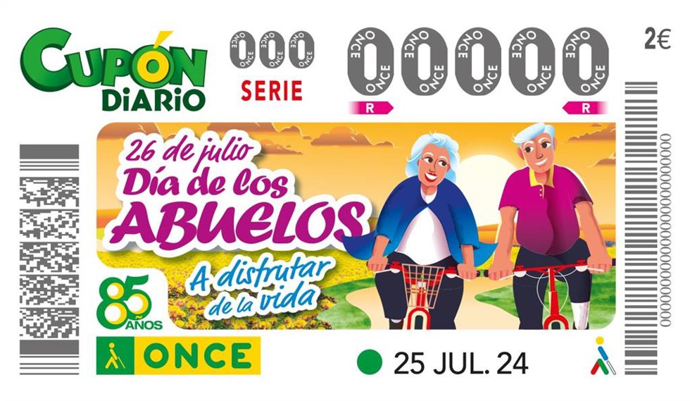 El Cupón de la ONCE dedicado al Día de los Abuelos anima a los mayores A disfrutar de la vida