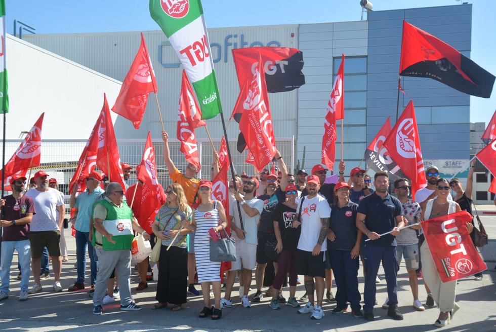 Imagen de la protesta laboral en la planta de Sofitec