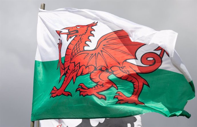 August 16, 2018 - Welsh flag flying high at The Denbigh and Flint Show, the Ty Newydd Estate, Vale of Clwyd, Denbighshire, North Wales on August 16th 2018