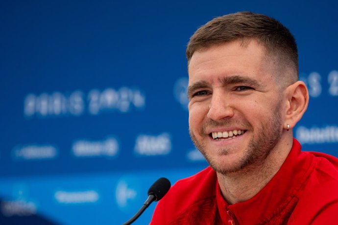 Carlos Llavador (ESP) attends during the Spain Media Day press conference ahead the Paris 24 Olympics Games at Olympic Village International Zone on July 24, 2024 in Paris, France.