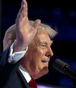 July 18, 2024, Milwaukee, Wisconsin, USA: DONALD J. TRUMP delivers his acceptance speech at the fourth day of the Republican National Convention at Fiserv Forum in Milwaukee, Wisconsin Thursday July 18, 2024.