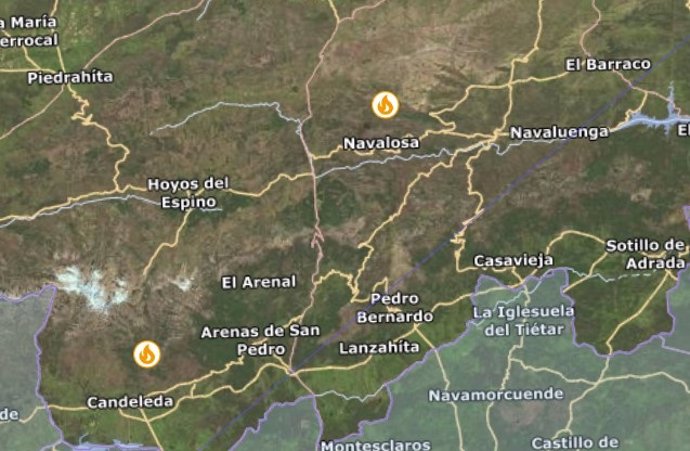 La provincia de Ávila contabiliza dos incendios activos.