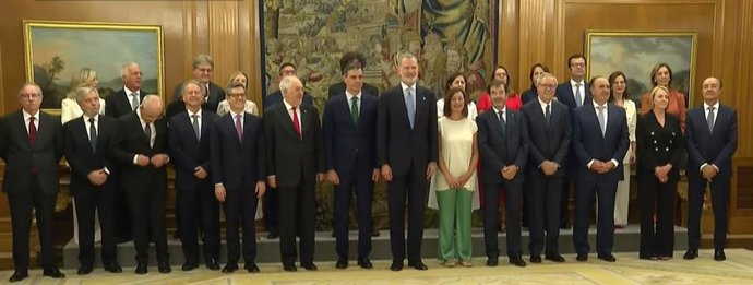 Los 20 nuevos vocales del Consejo General del Poder Judicial (CGPJ) han jurado o prometido su cargo esta mañana ante el Rey Felipe VI en el Palacio de La Zarzuela, a 25 de julio de 2024, en MADRID.