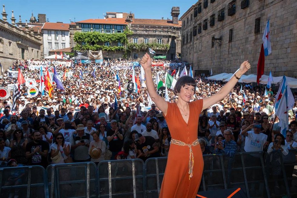 La portavoz nacional del BNG, Ana Pontón, durante una manifestación que ha convocado el BNG con motivo del Día da Patria Galega, a 25 de julio de 2024, en Santiago de Compostela, A Coruña, Galicia (España). Con motivo del Día Nacional de Galicia, el BNG