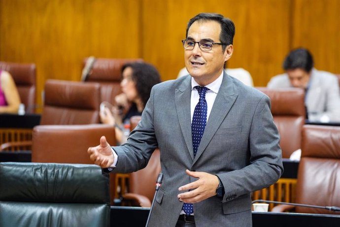 El consejero de Justicia, Administración Local y Función Pública, José Antonio Nieto, comparece en el Pleno del Parlamento andaluz.