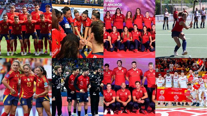 Las selecciones masculina y femenina de fútbol, balonmano y waterpolo, el equipo masculino de baloncesto y María López, capitana de la selección de hockey hierba.