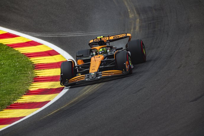 Lando Norris durante los entrenamientos libres del Gran Premio de Bélgica 2024