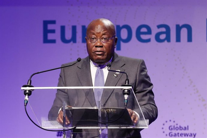 Archivo - El presidente de Ghana, Nana Akufo-Addo, durante una rueda de prensa en Bruselas (archivo)