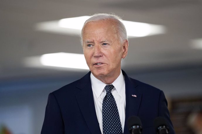 July 2, 2024, Washington, District Of Columbia, USA: United States President Joe Biden delivers remarks after receiving an operational briefing on extreme weather at the D.C. Emergency Operations Center in Washington, DC on Tuesday, July 2, 2024.