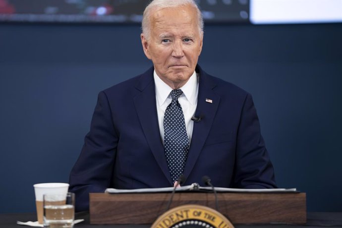 July 2, 2024, Washington, District Of Columbia, USA: United States President Joe Biden looks on during a briefing from National Weather Service, Department of Homeland Security.