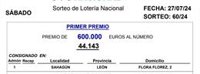 La Lotería Nacional deja su primer premio íntegro en Sahagún (León)