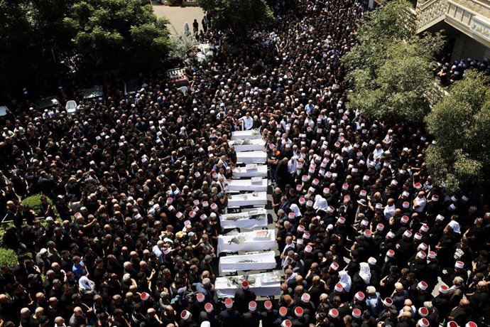 Funeral por los fallecidos en el ataque sobre la localidad drusa israelí de Majdal Shams