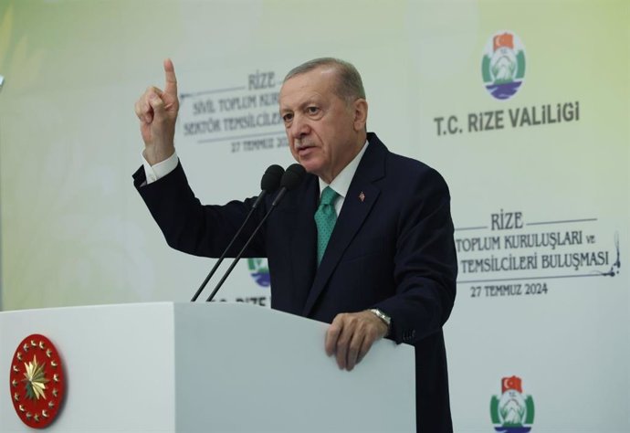 El presidente de Turquía, Recep Tayyip Erdogan, durante un acto de su partido, AKP