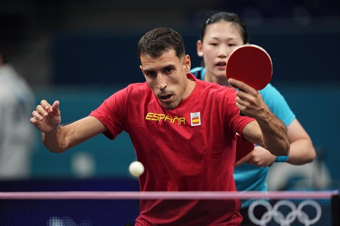 Alvaro Robles (ESP) during training session of Table tennis at South Paris Arena 4 during the Paris 2024 Olympics Games on July 25, 2024 in Paris, France.