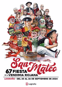 'Gigantes Y Cabezudos Vendimiando', De Natalia Vallés, Cartel Anunciador De Las Fiestas De San Mateo 2024