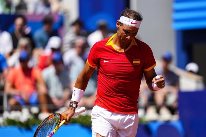 El tenista español Rafa Nadal durante su partido ante Novak Djokovic en Paris 2024