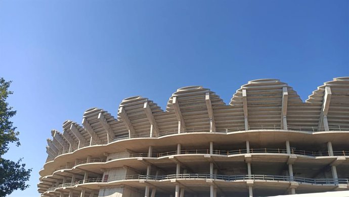 Imagen de las obras inacabadas del Nou Mestalla.