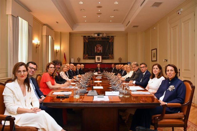 Los nuevo veinte vocales durante el primer pleno del octavo mandato del Consejo General del Poder Judicial (CGPJ), a 25 de julio de 2024, en Madrid (España). 