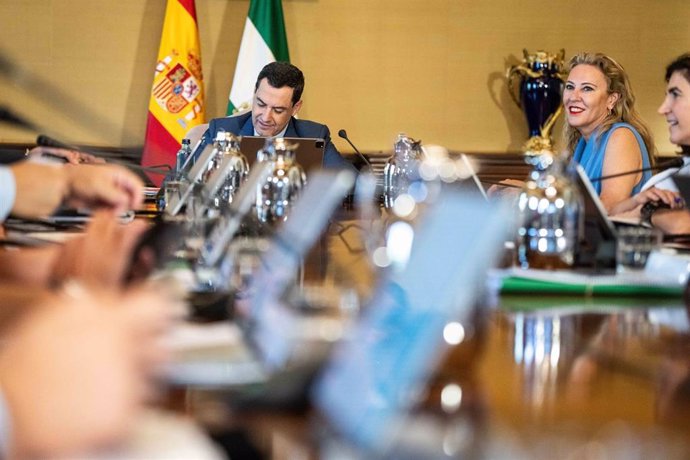 El presidente de la Junta de Andalucía, Juanma Moreno, preside una reunión del Consejo de Gobierno. (Foto de archivo).