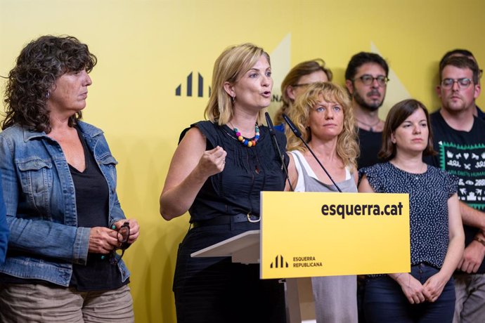 La portavoz de ERC, Raquel Sans, durante una rueda de prensa, en la sede de ERC, a 29 de julio de 2024, en Barcelona, Catalunya (España). La ejecutiva de ERC ha avalado este lunes, 29 de julio, el preacuerdo con el PSC para investir como presidente de la 