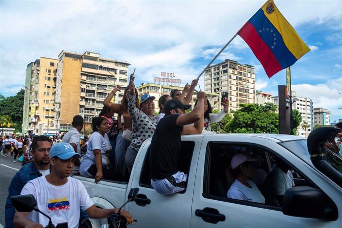 Manifestantes opositores en Caracas (Venezuela)