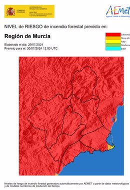 Archivo - Riesgo incendio en la Región de Murcia