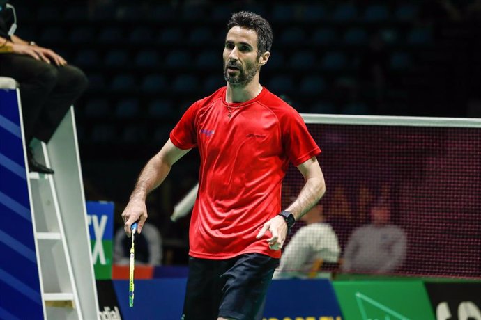 El jugador español Pablo Abián durante su debut en bádminton de Paris 2024