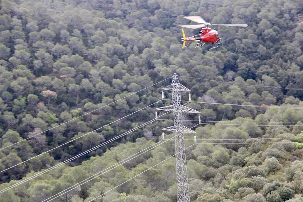 Archivo - Revisión de la masa forestal con helicóptero