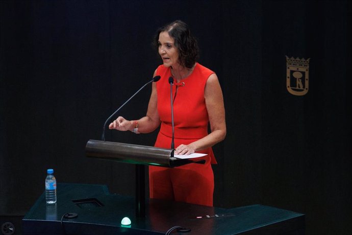 La portavoz del PSOE en el Ayuntamiento de Madrid, Reyes Maroto, interviene durante un pleno en el Ayuntamiento de Madrid 