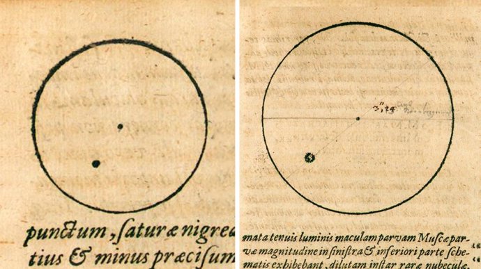 Dibujos de manchas solares realizados por Kepler