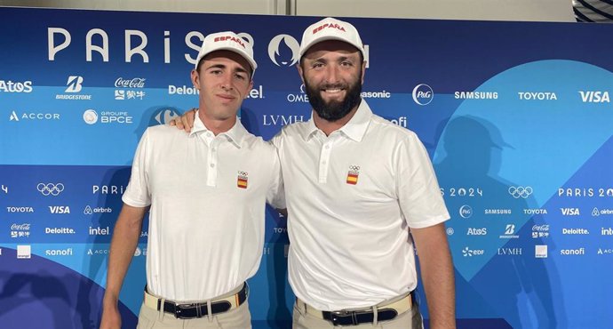 Los golfistas españoles David Puig y Jon Rahm, en Paris 2024.