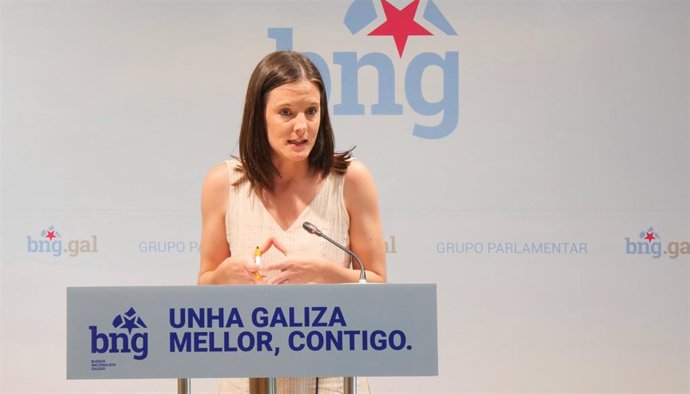 La viceportavoz parlamentaria del BNG, Olalla Rodil, en rueda de prensa