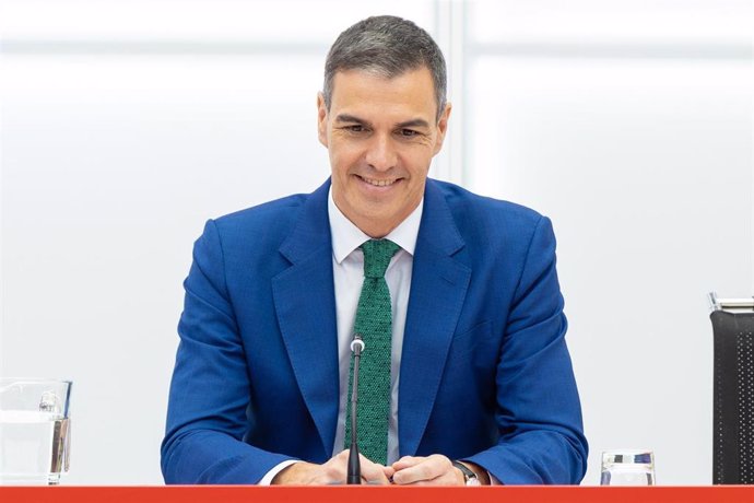 El presidente del Gobierno y secretario general del PSOE, Pedro Sánchez, en la reunión de la Ejecutiva Federal que ha respaldado el acuerdo entre el PSC y ERC para un concierto económico en Cataluña