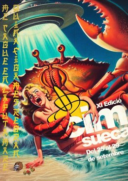 El Festival de Cinema de Merda de Sueca homenatja les pellícules de monstres japonesos en el seu cartell, obra de  Teresa Llcer Viel i Héctor Ferrández Motos
