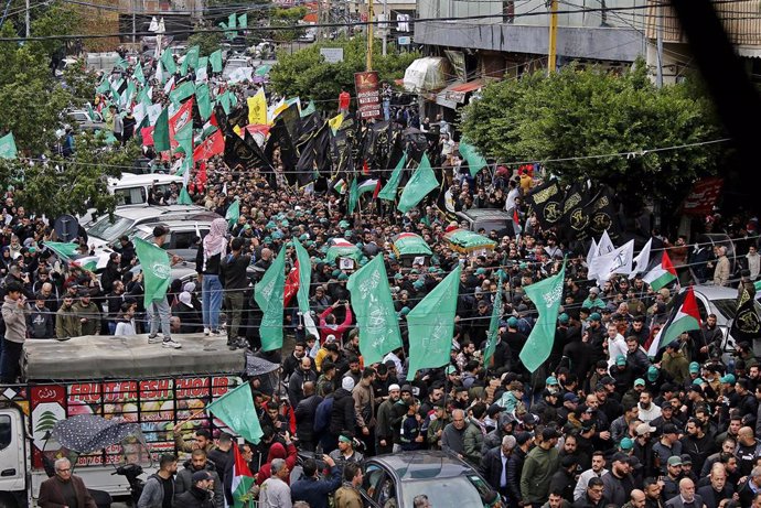 Archivo - Funeral de Salé al Aruri, 'número dos' del brazo político del Movimiento de Resistencia Islámica (Hamás), en Beirut