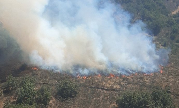 Incendio activo en Barruecopardo (Salamanca)