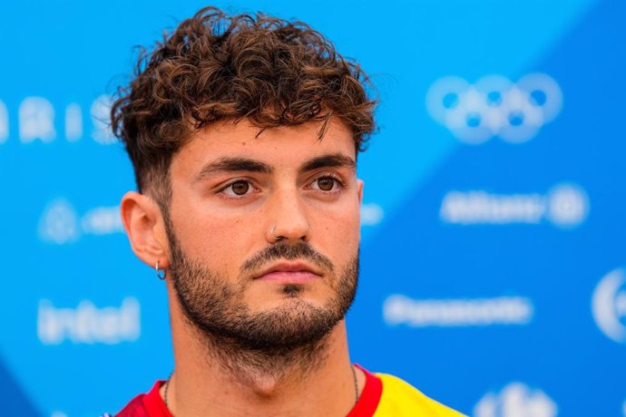 Arbidel Gonzalez (ESP) attends the Swimming press conference ahead the Paris 24 Olympics Games during the Media Day of Spain at COE Zone in International Village during the Paris 2024 Olympics Games on July 25, 2024 in Paris, France.