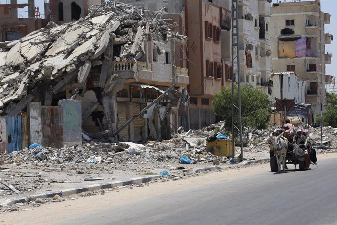 Edificio destruido en la Franja de Gaza