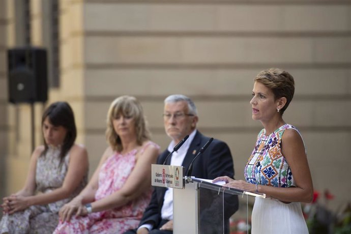 María Chivite en la rueda de prensa.