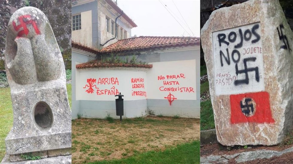 El BNG de Vigo denuncia pintadas fascistas en el monte de O Castro.