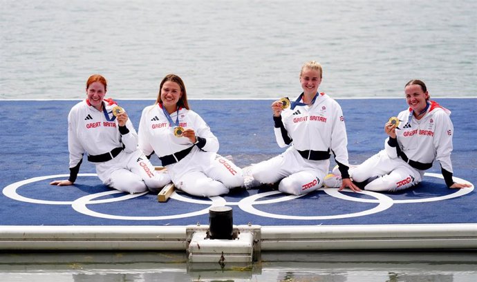 El equipo de Gran Bretaña, oro en cuádruplescull en Paris 2024.