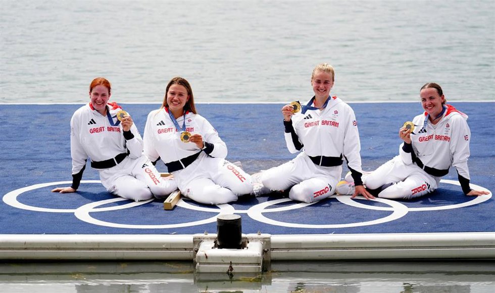 El equipo de Gran Bretaña, oro en cuádruplescull en Paris 2024.