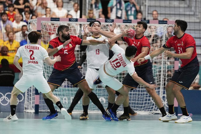 Victoria de los 'Hispanos' contra Japón en la tercera jornada de la fase de grupos del balonmano masculino en los Juegos Olímpicos de Paris 2024