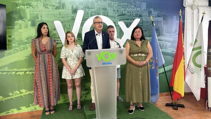 El presidente de Vox Melilla, José Miguel Tasende Souto, en rueda de prensa