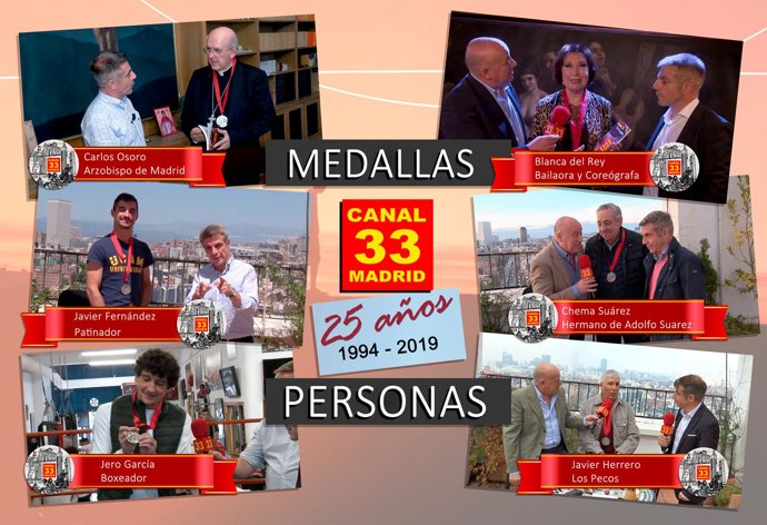 Fotos de las Medallas 'Personas' otorgadas por Canal 33 TV de Madrid